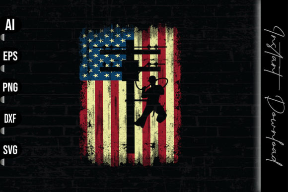 American Flag Lineman Graphics & Print Templates