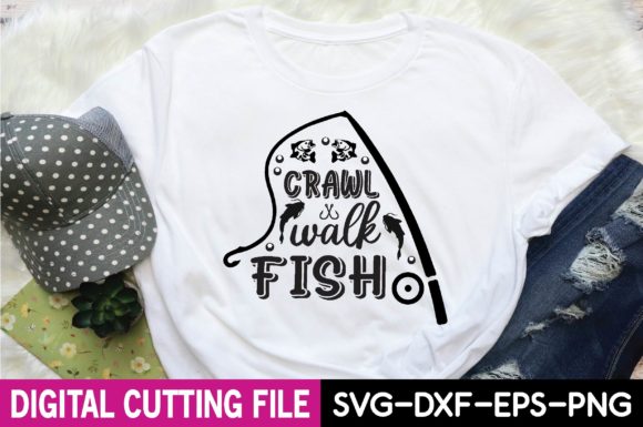 Crawl Walk Fish SVG: Graphics for T-Shirt Designs