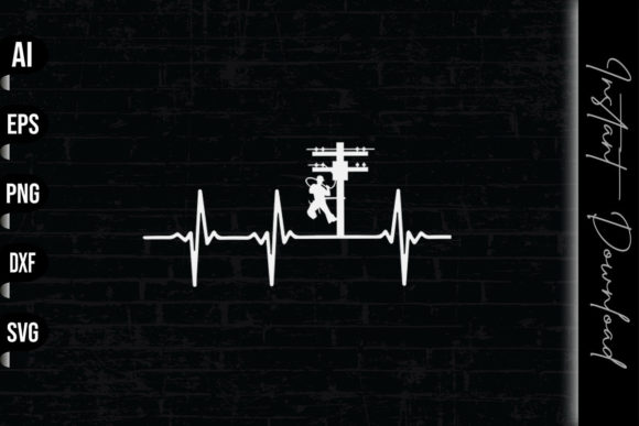Electric Lineman Heartbeat Graphics & Print Templates