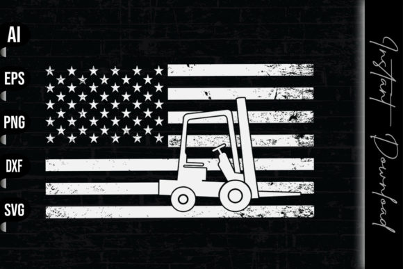 Forklift Driver American Flag Graphics & Print Templates