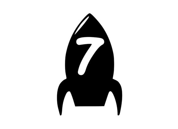 Space Rocket with Playful Mono 7 Graphics for Crafts